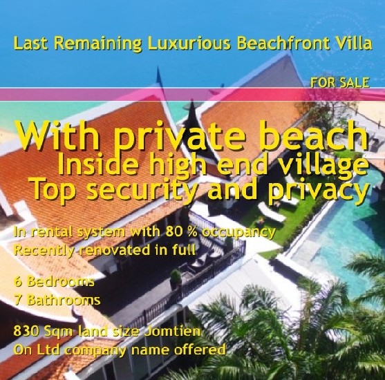 Offering A Unique Luxurious Beachfront Villa For Sale Now
