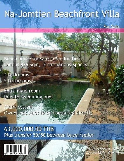 Beachfront House 436 Sqm Private Pool For Sale Jumtien 