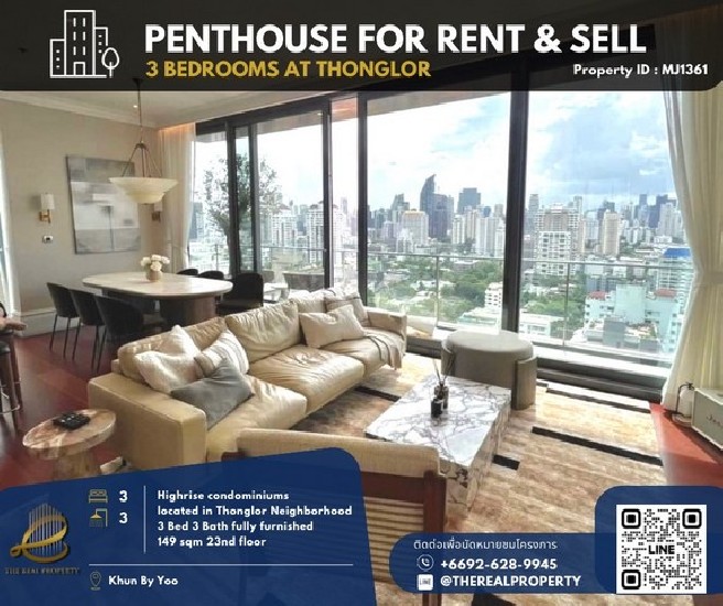 For rent : Penthouse Khun by yoo 3 bedroom ready to move in