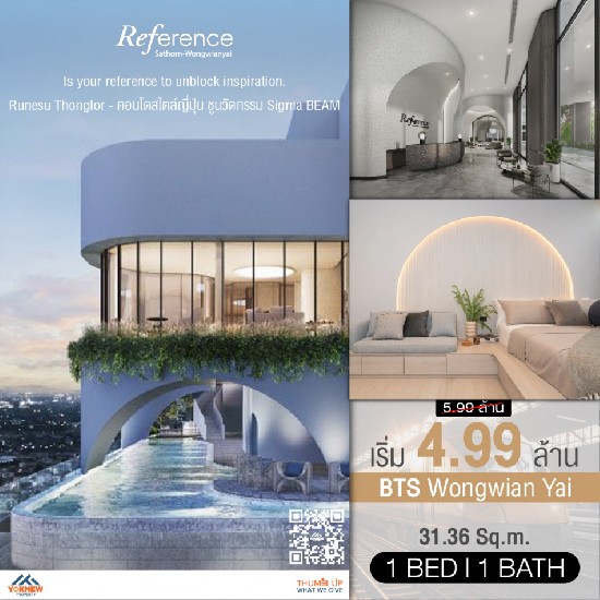1 BED 1 BATH ͧ Size 31.36 SQ.M ͹ Reference Sathorn-Wongwianyai