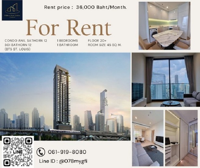 Condo For Rent "ANIL Sathorn 12" -- 1 Bed 45 Sq.m. 36,000 baht -- High rise condo, Super Luxury